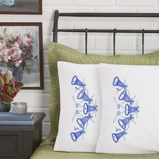 HerrschnersWedding Bells Pillowcase Pair Stamped Embroidery Multi {1}