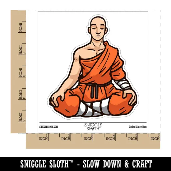 Water Bottle Sticker Set Meditating Shao Lin Monk Robes Man Cute Waterproof Vinyl Stickers Pack Decal, Skateboard, Laptop, Car, Window, Bumper - 5 Pack {1}