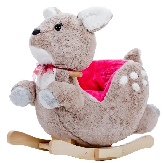 Gerardo's Toys: Little Rockers - Deer - Wooden Plush Ride-On Rocking Animal Toy, Plays Music, Removable Soft Fabric Cover, Toddler & Kids Ages 24mo+ {1}