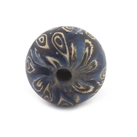 The Bead Chest Blue Antique-Style Java Eye Glass Bead (Single Bead, 20mm) {4}