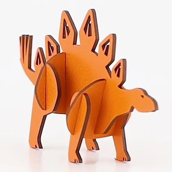 Little & Wood: Woodlet: Medium - Stegosaurus - Orange, 3D Wooden Kit-Set, Jurassic Dinosaur Puzzle, Easy Assembly Model, Pop Build Fun, Ages 6+ {5}