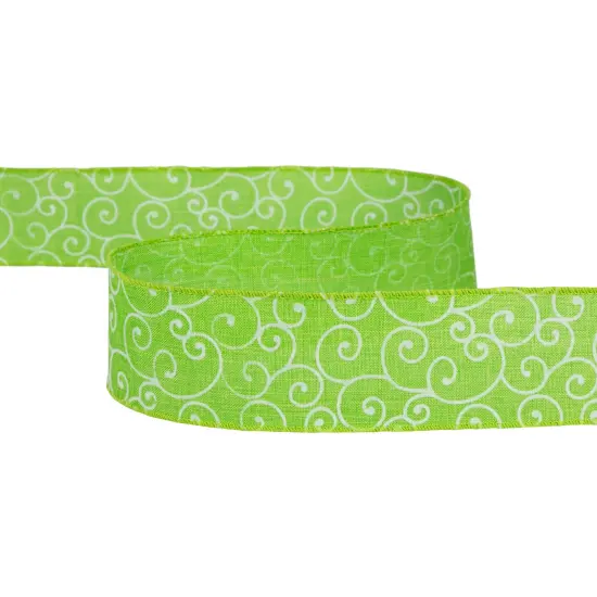 Northlight Swirl Wired Spring Craft Ribbon - 2.5" x 10 Yards - Green and White {5}
