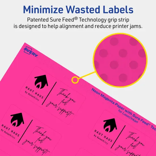 Avery Neon Magenta Paper Labels, 1.5" x 2.75" Rectangle {4}