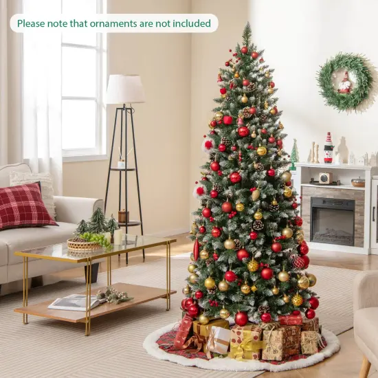 Costway 6 FT Pre-Lit Artificial Christmas Tree with 618 Snowy Branch Tips 280 LED Lights {4}
