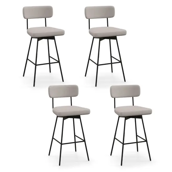 Costway 29" Upholstered Swivel Bar Stool Set of 4 with Padded Seat & Backrest Metal Frame Beige/Gray {1}