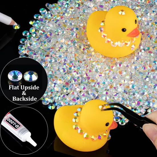 Resin Rhinestones Bulk, Transparent AB Flatback Round Jelly Rhinestones Bedazzling Non Hotfix Crystal Gems for DIY Crafts Clothes Tumblers Face Makeup Manicure {3}