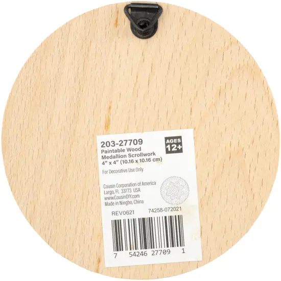 CousinDIY Paintable Wood Medallian 4"x4"-Scrollwork Round {2}