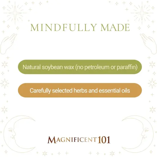 Magnificent 101 Long Lasting Soul Healing Vibes Smudge Candle | 6 Oz - 35 Hour Burn | Paraffin Free, All Natural Soy Wax Candle with Essential Oils for House Energy Cleansing & Manifestation Multicolor {4}