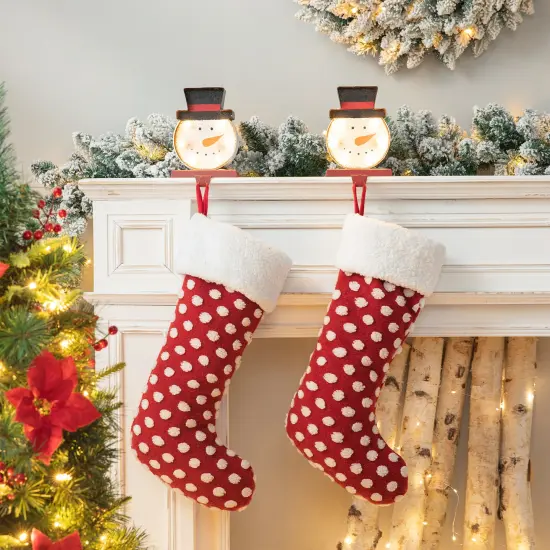 Set of 2 Marquee LED Tree/Snowman Head Stocking Holder Set of 2-"Snowman" {2}