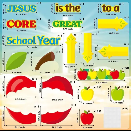 77Pcs Christian Bulletin Board Set - Apple {2}