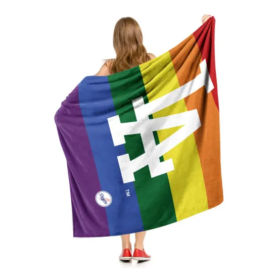 MLB Pride Series Silk Touch Sherpa Throw Blanket 50&times;60 Inches Los angeles dodgers {2}