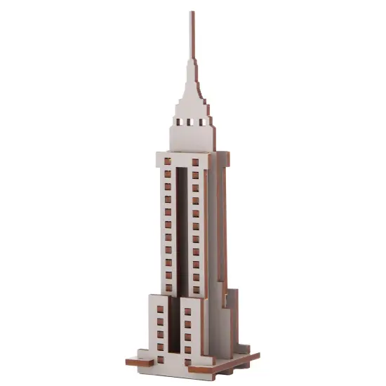 Little & Wood: Woodlet: Medium - Empire State Building - Grey, 3D Wooden Kit-Set, New York Landmark Puzzle, Pop Build Fun, Easy Assembly, Ages 6+ {1}