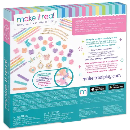 Make It Real: Linked Looks - 48pc DIY Bracelet Kit, Pastel Charms & Connectors, Mix & Match Styles, Cord Bracelet Jewelry Craft Set, Girls & Kids 6+ {3}