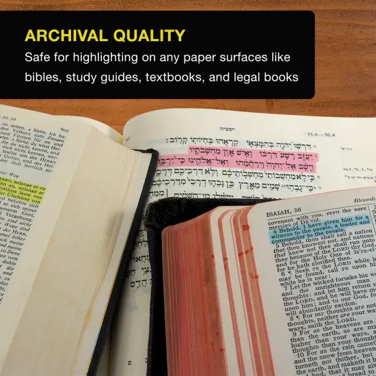 U.S. Office Supply Bible Safe Highlighter Set of 6 Bright Flouresent Colors, Dry Bible Highlighters No Bleed, Fade or Smear, Safe Gel Markers, Accessories, Study Guide {5}