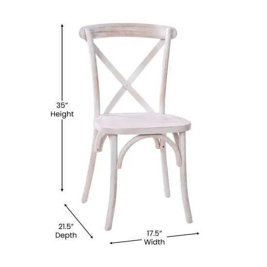 Merrick Lane Bardstown X-Back Bistro Style Wooden High Back Dining Chair Lime Wash {4}