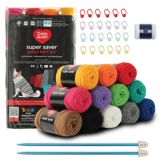 Red Heart Super Saver Super Yarn Kit 10 pack-Knit W/Accessories {4}