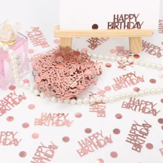 Rose Gold Birthday Confetti - 270 PCS Glitter Happy Birthday Decorations for Table {5}