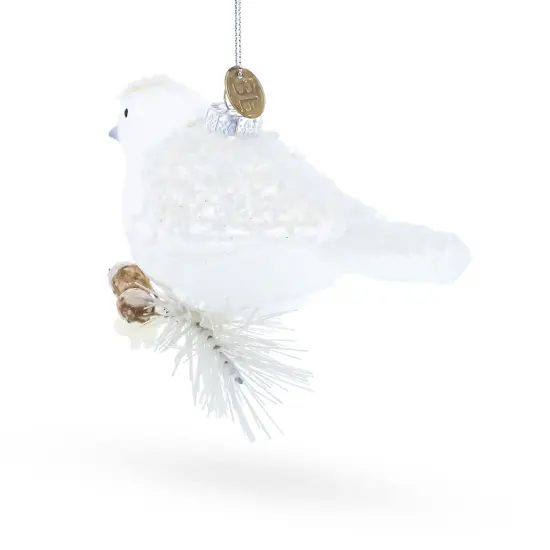 Frosted White Bird Glass Christmas Ornament {4}
