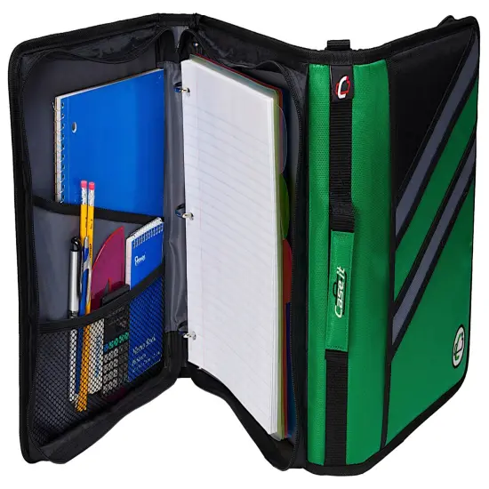 Case&middot;it Z-Design Zippered Binder with Tab File, D-Ring, 1-1/2 Inches, Blue {3}