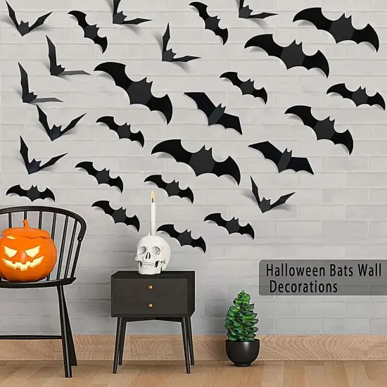 140 Pcs Halloween Bats Wall Decor {4}