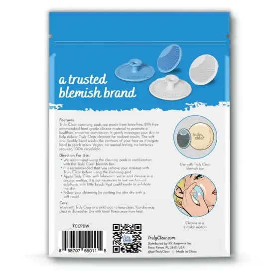 Truly Clear: Face Cleansing Exfoliate Pads - 4pc, Reusable, Food-Grade Silicone, Antimicrobial, Soft Dual Bristles, Gentle Facial Scrubber Brushes {7}