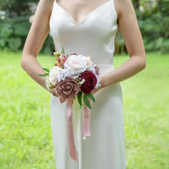 Dusty Rose Wedding Bouquets for Bride Bridesmaid {4}