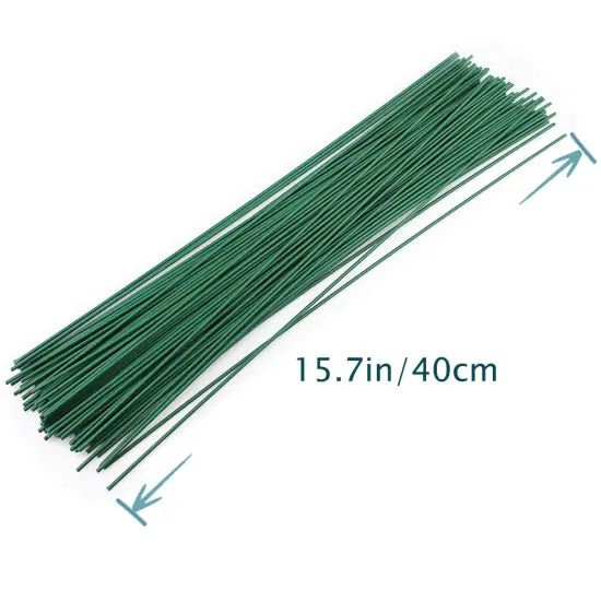 200 Pcs 22 Gauge Floral Stem Wire,Floral Stems for Flower Arrangements DIY,Bouquent Stem Wrapping and Crafts,16 Inch,Dark Green {4}
