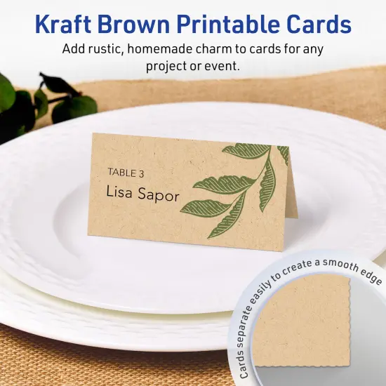 Avery Kraft Brown Tent Cards, 2-1/6" x 4" Rectangle {2}