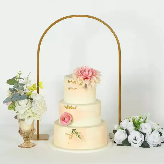 35" Gold Metal Floral Chiara Arch Table Centerpiece with Rounded Top Wedding {3}