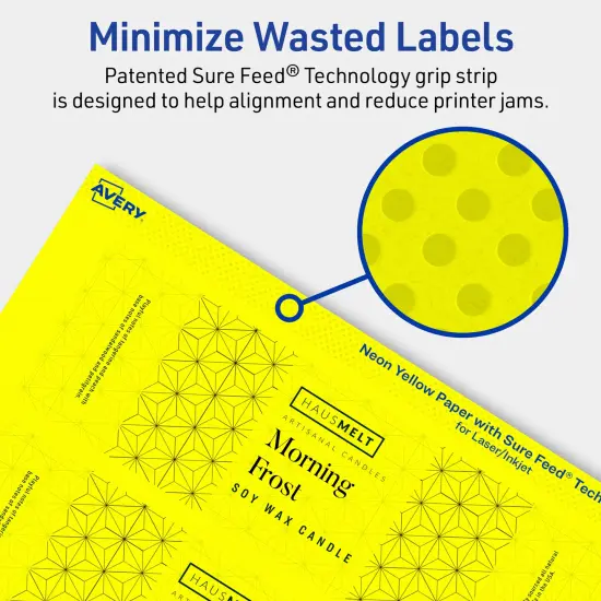 Avery Neon Yellow Paper Labels, 2" x 7" Rectangle {4}