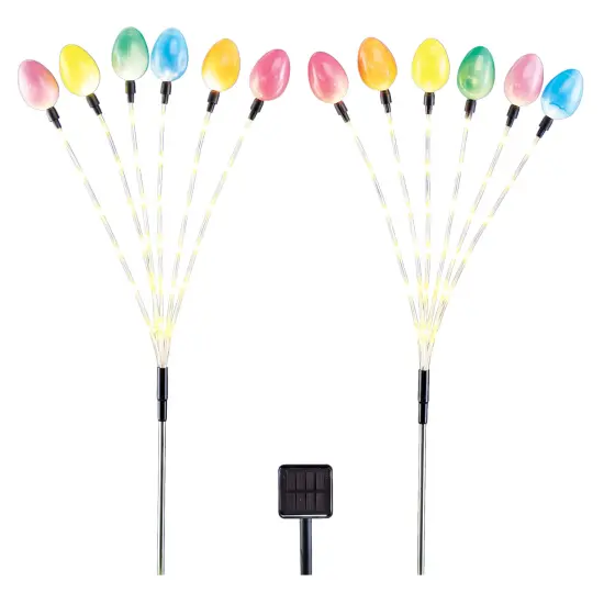 Collections Etc Solar Powered Colorful Easter Egg Garden Stakes - Set of 2 {2}