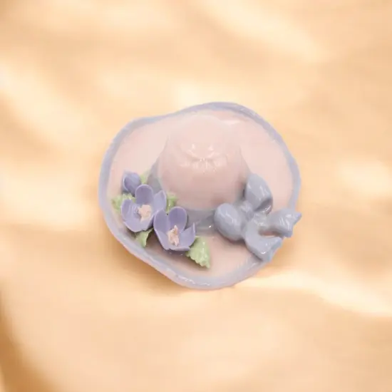 Ceramic Pink Hat with Flowers Figurine, Home Decor, Gift for Her, Gift for Mom {3}