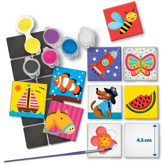 4M: Magnetic Mini Tile Art - DIY 12 Fridge Magnets Kit, Paint Masterpieces On 2x2" Tiles, All-In-1 Arts & Craft Set, Paint Strip & Brush, Kids Ages 8+ {5}