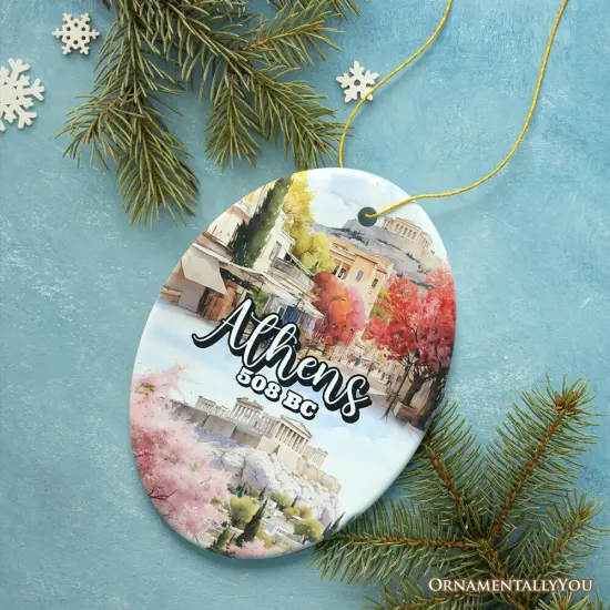 Athens Acropolis Historical Landmarks Ornament, Greek Artistic Heritage Christmas Gift and Travel Souvenir {7}