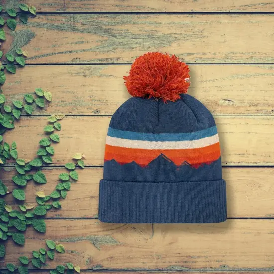 1 Count Grand Recycled Beanie Double Layered Knit with Jacquard Design and Pom Alpenglow {1}