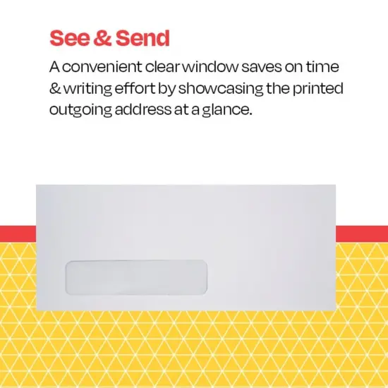 School Smart Window Envelopes with Gummed Flap Closure, No 10, White, Pack of 500 {7}
