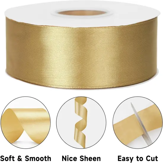 Champagne Gold Satin Ribbon - 1 1/2 inch x 50 Yards {3}