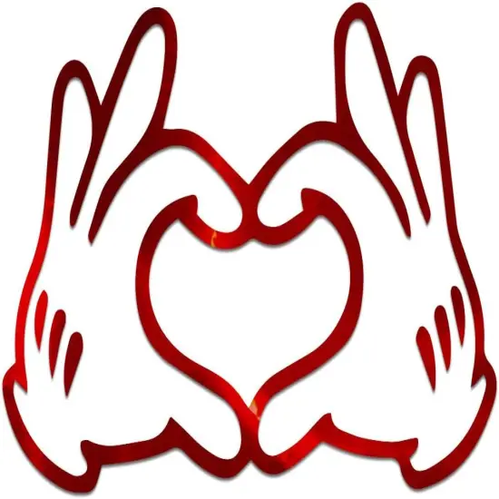 Mouse Heart Hands Vinyl Decal Notebook Car Laptop 5.5" x 3.75" (Red Holographic) {1}