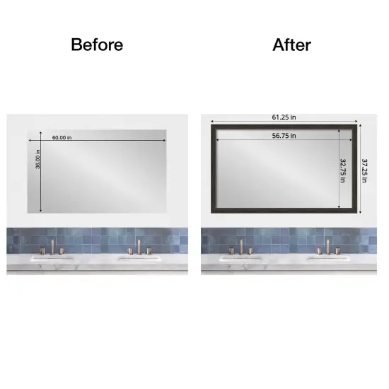 Amanti Art Mirror Makeover Bathroom Mirror Frame Border Kit -Fully Assembled Peel and Stick Frame - Mirror NOT Included - Shipwreck Narrow Trim Shipwreck Greywash {4}