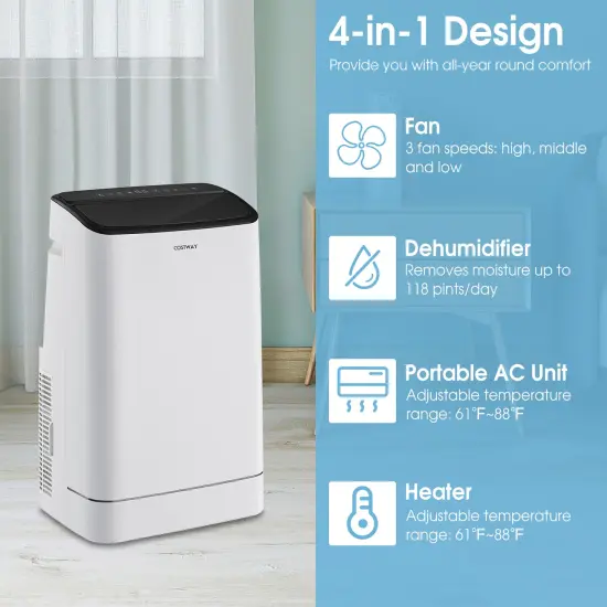Costway 15000 BTU Portable Air Conditioner with Remote APP Control Cool Fan Heat Dehum {2}