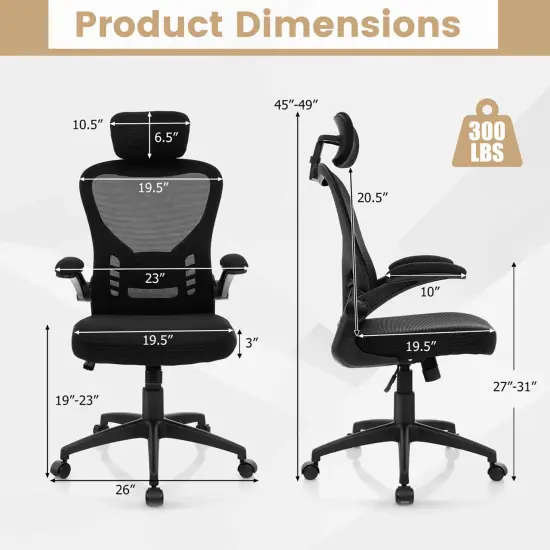 Costway Ergonomic Mesh Office Chair Executive Chair with Adjustable Height Black {3}