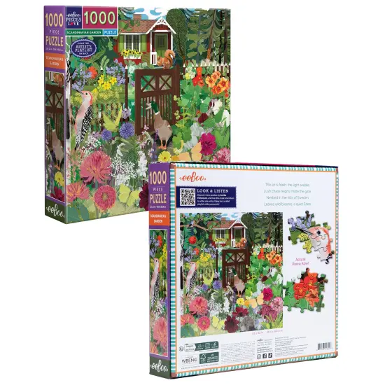 eeBoo Piece & Love: Scandinavian Garden - 1000 Piece Puzzle - Adult Square Jigsaw, 23x23", Includes Image Reference Insert, Glossy High-Quality Pieces {7}