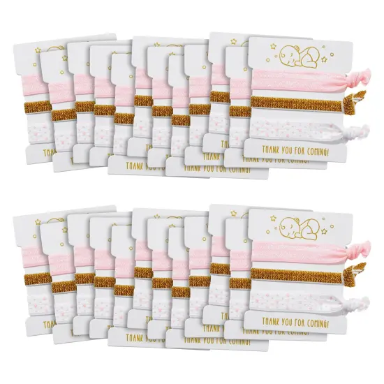 24-Pack Elastic Hair Ponytail Holder for Gender Reveal, Baby Shower Party Favors for Guests (3 Designs, 2 Sizes) Multicolor {7}