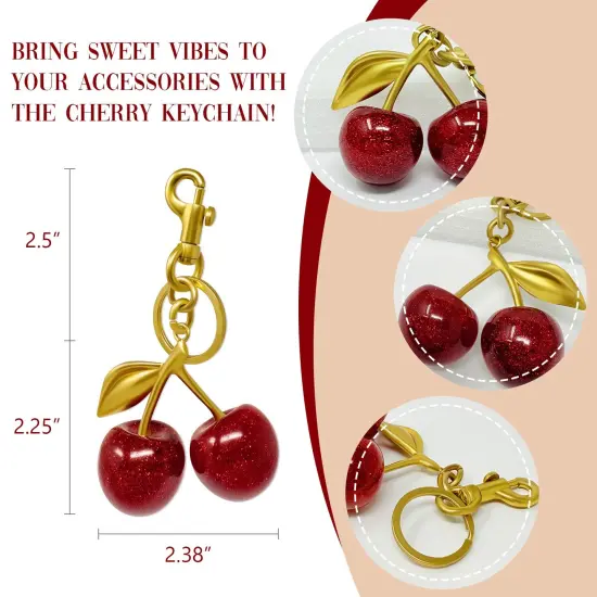 Wrapables Glittery Shimmer Cherry Bag Charm Keychain, Purse and Handbag Accessory {2}
