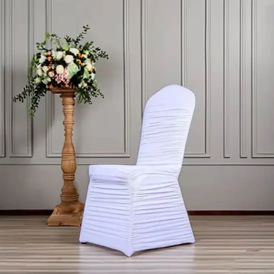 Embossed Rouge Style Spandex Banquet Chair Cover White {3}