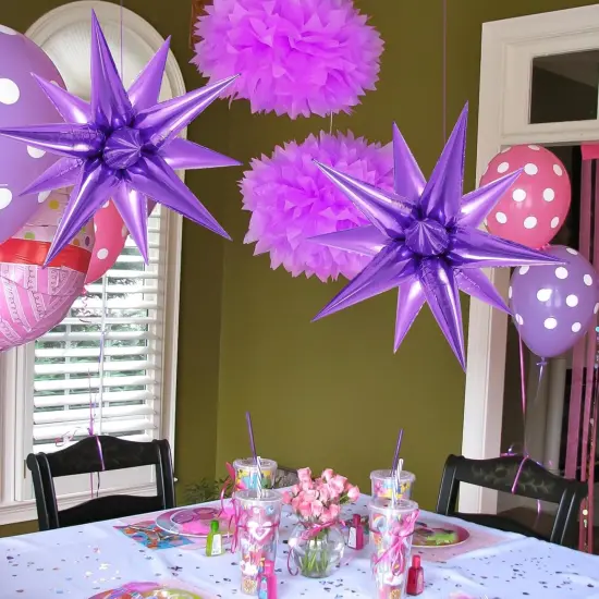 72 Pcs Purple Star Balloons Foil Explosion Balloons Magic 12 Point Star Cone Balloon Arch Garlands Large for Birthday Wedding Anniversary Graduation Halloween Party Decorations Backdrops {3}