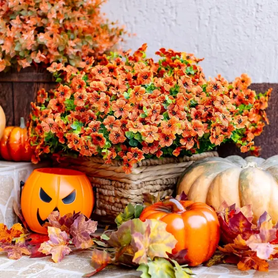 Artificial Mums Fake Fall Flowers Outdoor - 16 Bundles {4}