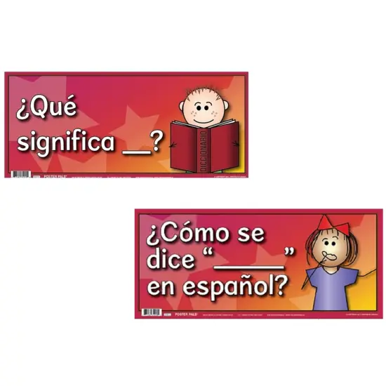 Poster Pals Spanish Educational & Language Teaching Anchor phrase Posters, colorful charts, Classroom Decoration and instruction, 12 Poster Set {4}