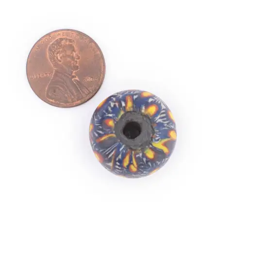 The Bead Chest Yellow Blue Mosaic Jatim Java Bead (Single Bead, 20mm) {2}