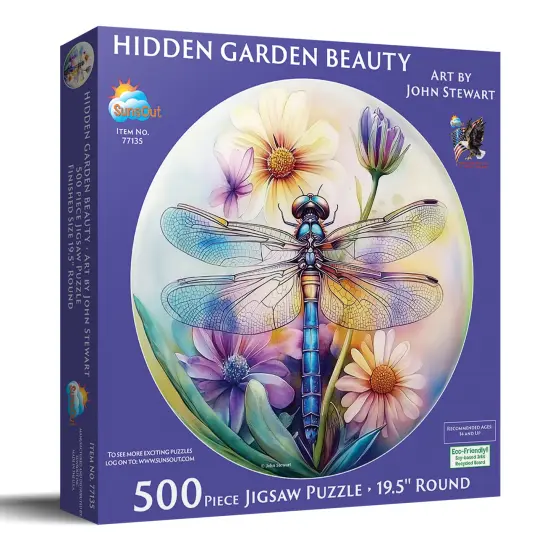 Sunsout Hidden Garden Beauty 500 pc Round Jigsaw Puzzle 77135 {3}